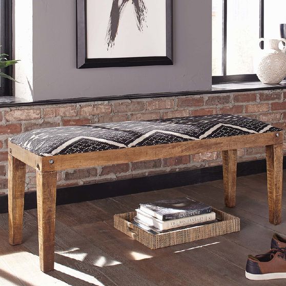 Bohemian upholstered bench made in India