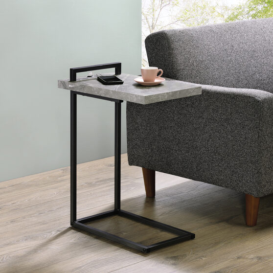 Cement/gunmetal finish accent table
