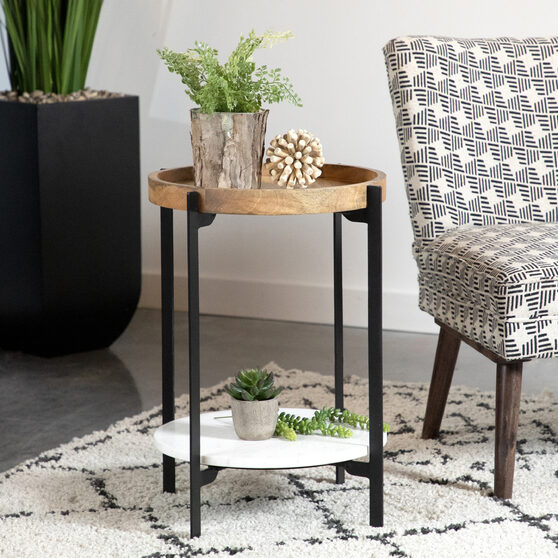 Rustic solid mango accent table top