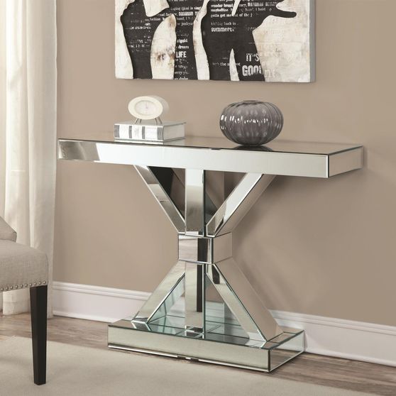 Mirrored glam style modern console table