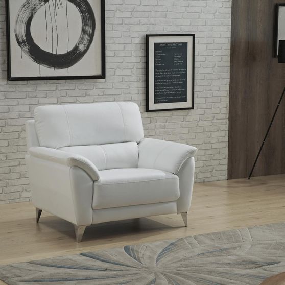 White leather contemporary living room chair