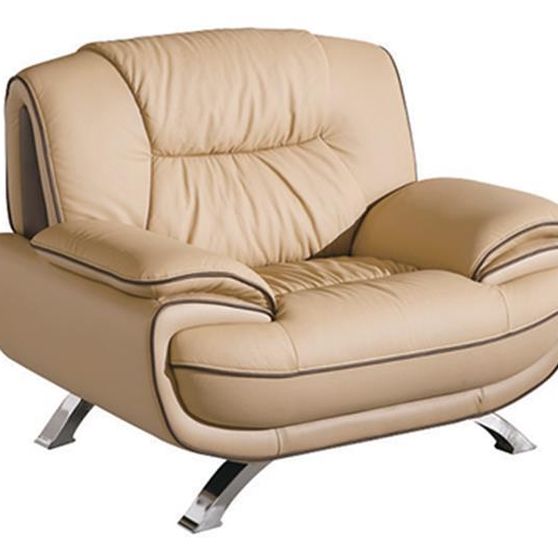 Modern leather match chair in light brown