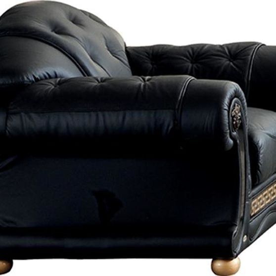 Black royal style tufted button design leather chair