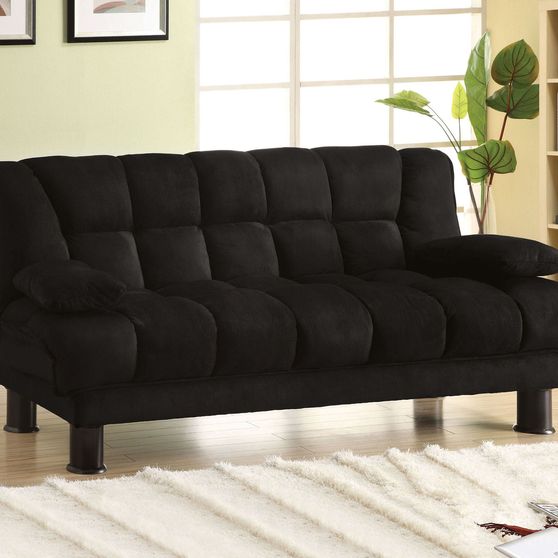 Soft black microfiber sofa bed