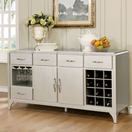 Silver finish / mirror inserts server / buffet