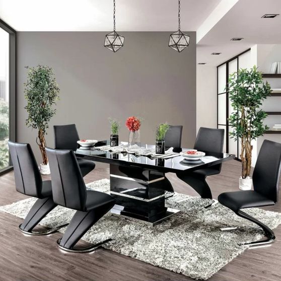 Contemporary black gloss finish dining table