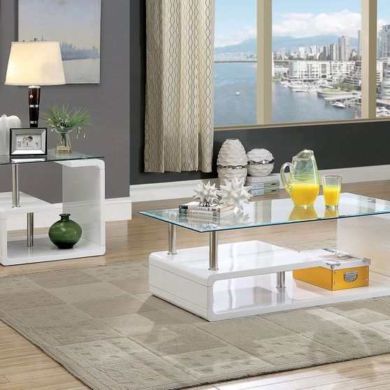 White high gloss / glass contemporary coffee table