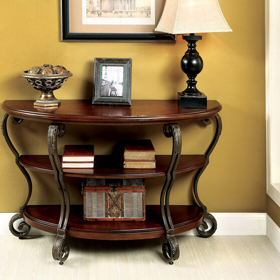 Traditional classic sofa table w/ glass insert