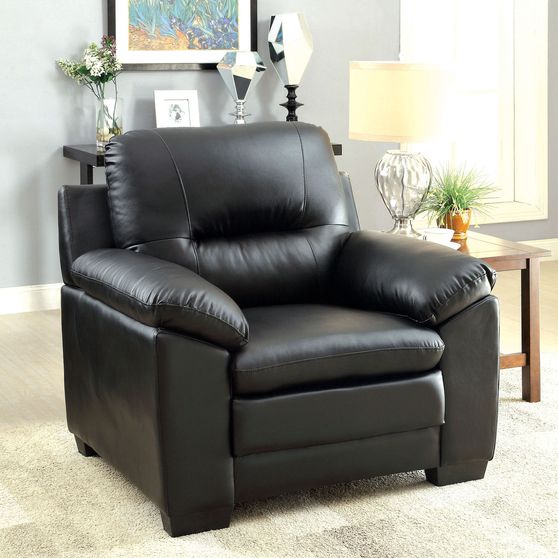 Black leatherette casual chairin modern style