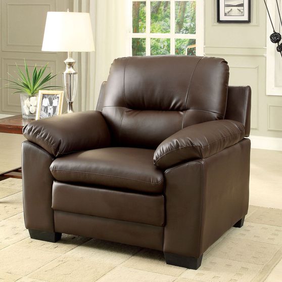 Brown leatherette casual chair in modern style