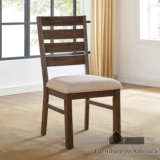 Dark oak/ beige plank inspired design rustic dining chair