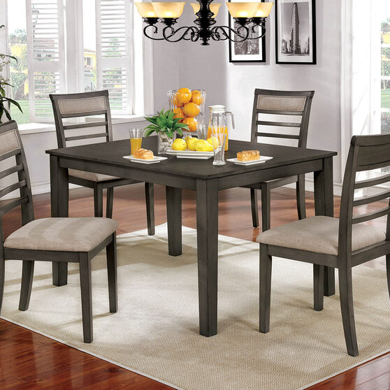 Weathered gray/beige transitional 5 pc. dining table set
