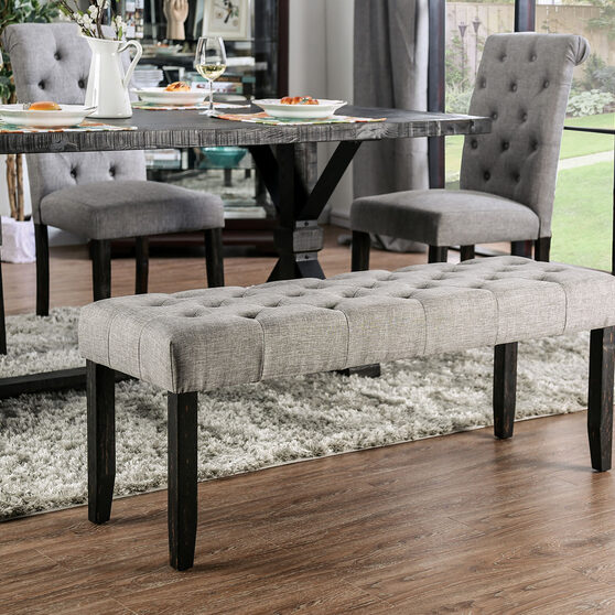 Antique black/ light gray rustic bench