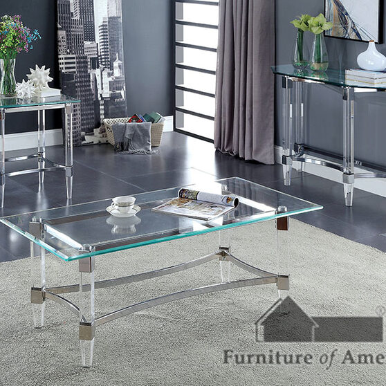 Clear/chrome contemporary coffee table