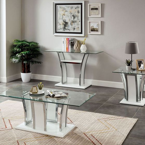 Glass top / chrome trim contemporary coffee table