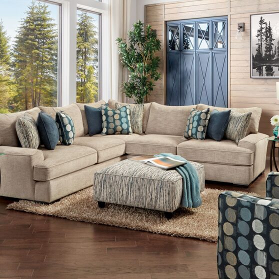 Upholstery in tan exceptionally plush sectional sofa