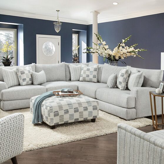Elegantly-inspired modern delight sectional sofa in gray soft weave fabric