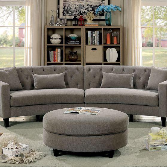 2pcs rounded gray fabric sectional
