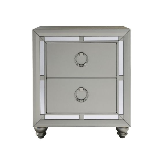 Gray/mirrored casual style nightstand