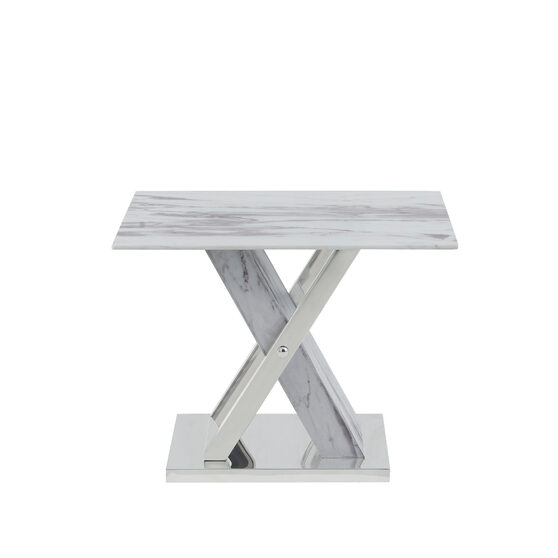 Marble inspired end table w x-crossed base