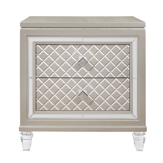 Glam style champagne finish nightstand
