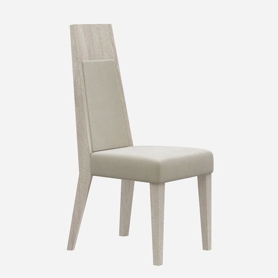 Light maple / beige / chrome modern dining chair