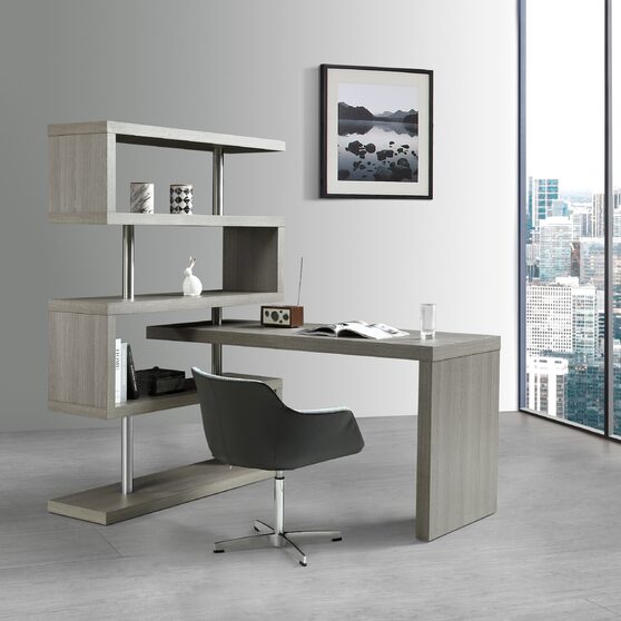 Storage/shelf gray matte modern desk