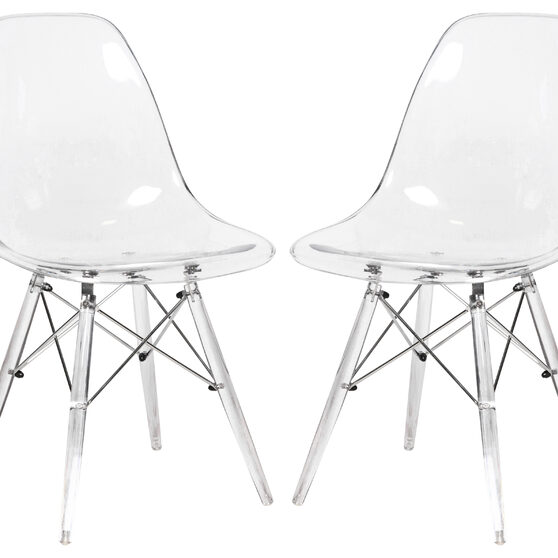 Clear plastic seat and acrylic base dining chair/ set of 2
