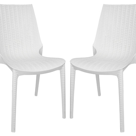 White finish plastic outdoor dining chair/ set of 2