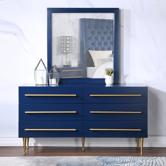 Navy blue contemporary style dresser w/ gold handles
