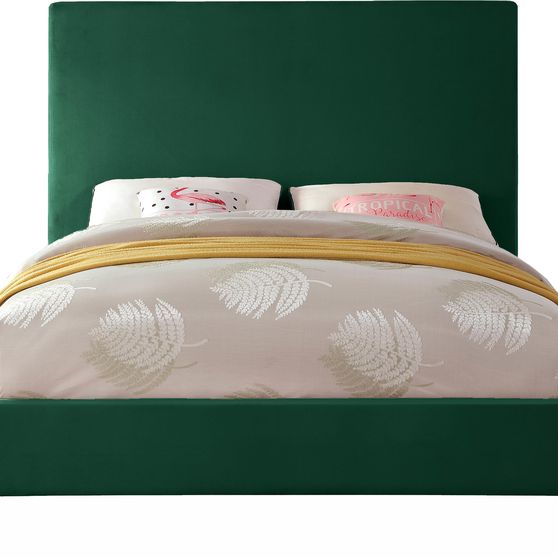 Green velvet casual style full bed w/ gold & silver legs