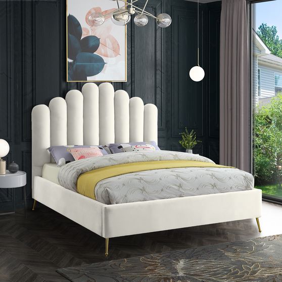 Velvet contemporary floral design queen bed
