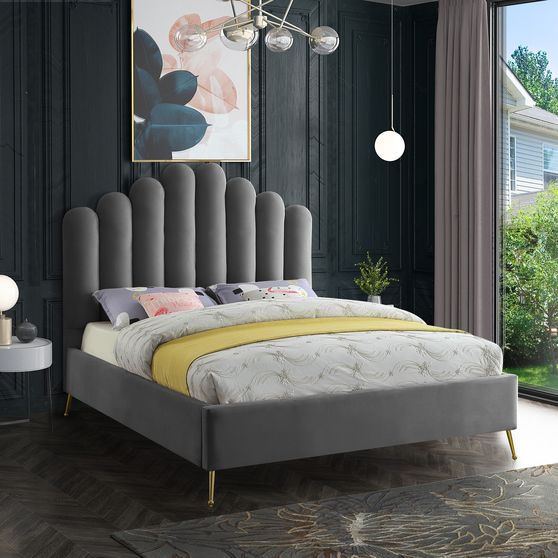 Velvet contemporary floral design queen bed
