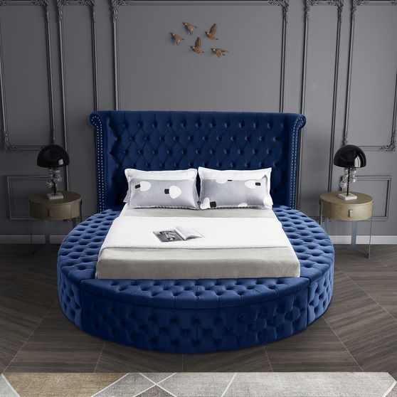 Exclusive round tufted platform king bed w/ storage