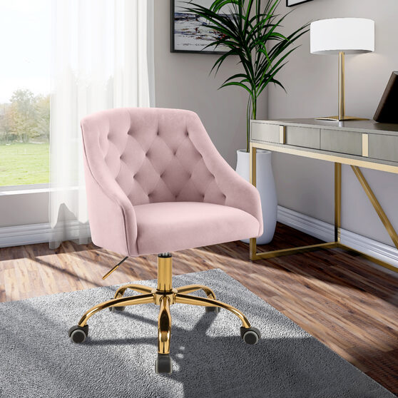 Velvet stylish adjustable height / gold base computer chair