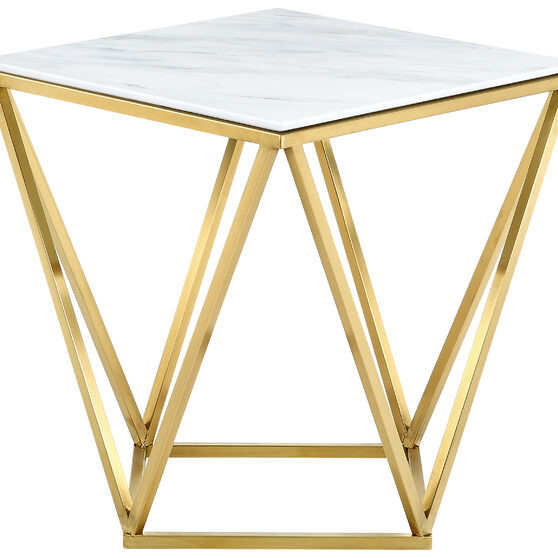 Golden stainless steel / marble top end table
