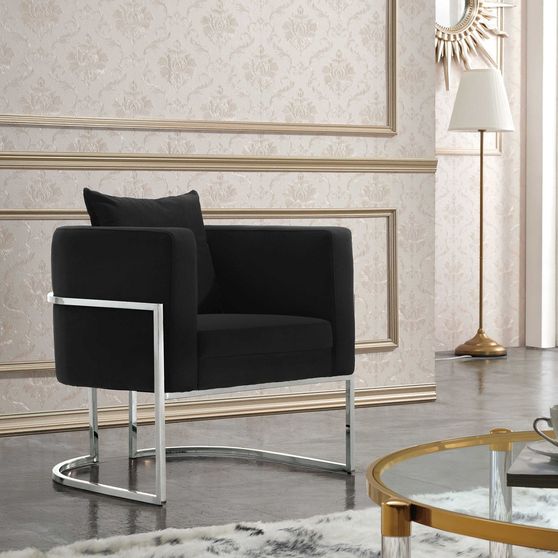 Black velvet fabric / steel base chair