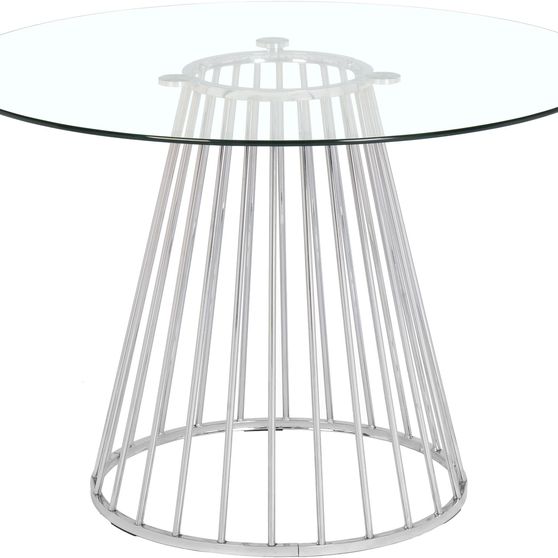 Round glass top / chrome base dining table
