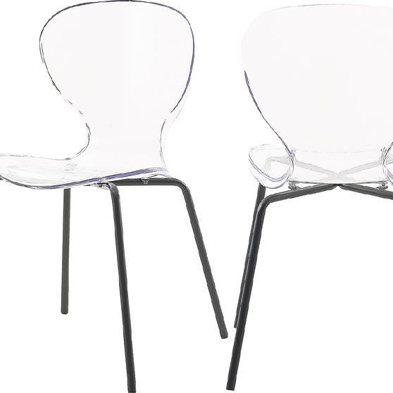 Pair of clear dining chairs in modern style