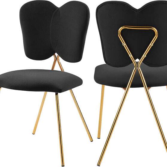 Butterfly back black velvet dining chair