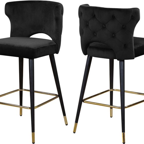 Black velvet bar stool
