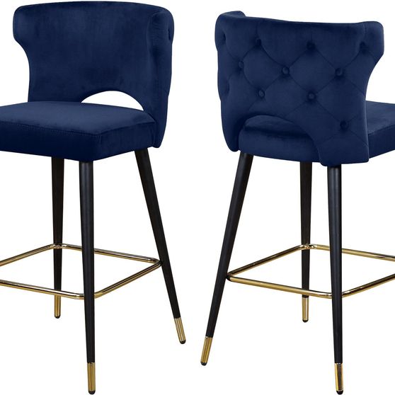 Navy velvet bar stool