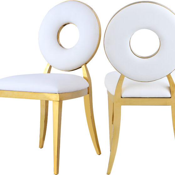 Vegan leather / gold glam contemporary style dining chair