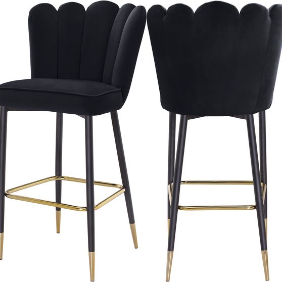 Black velvet / gold metal legs bar stool