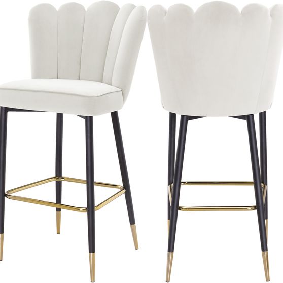 Cream velvet / gold metal legs bar stool