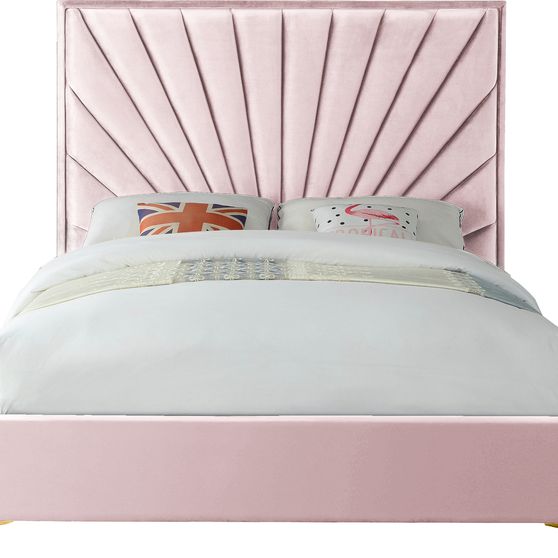 Pink velvet full size bed w/ metal legs