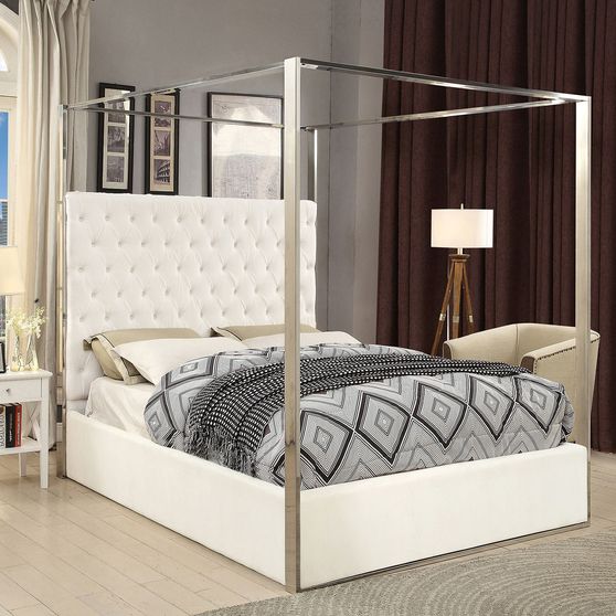 Velvet fabric canopy bed in modern style