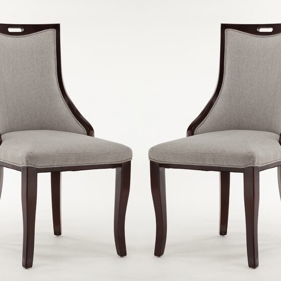 Gray and walnut twill dining chair (set of two)