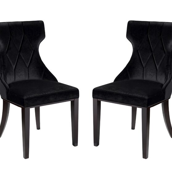 Black and walnut velvet dining chair (set of two)