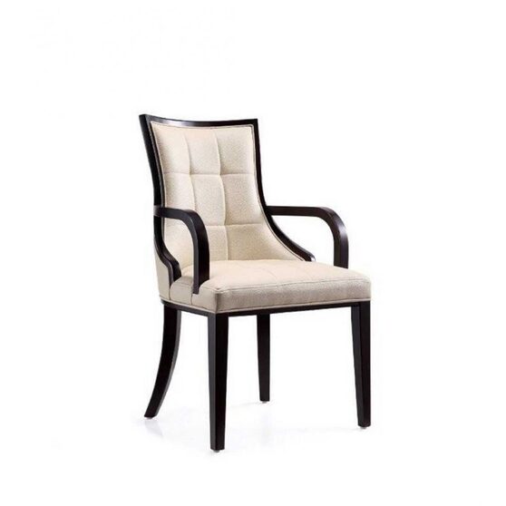 Dining armchair cream and walnut